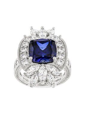 Judith Ripka Ring Sterling Silver 9.51CT Blue Sapphire Sterling Silver Size 10